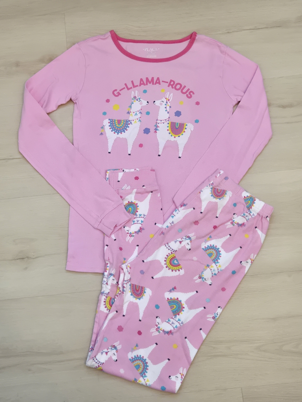 The Children's Place Pink Llama Pajama Set